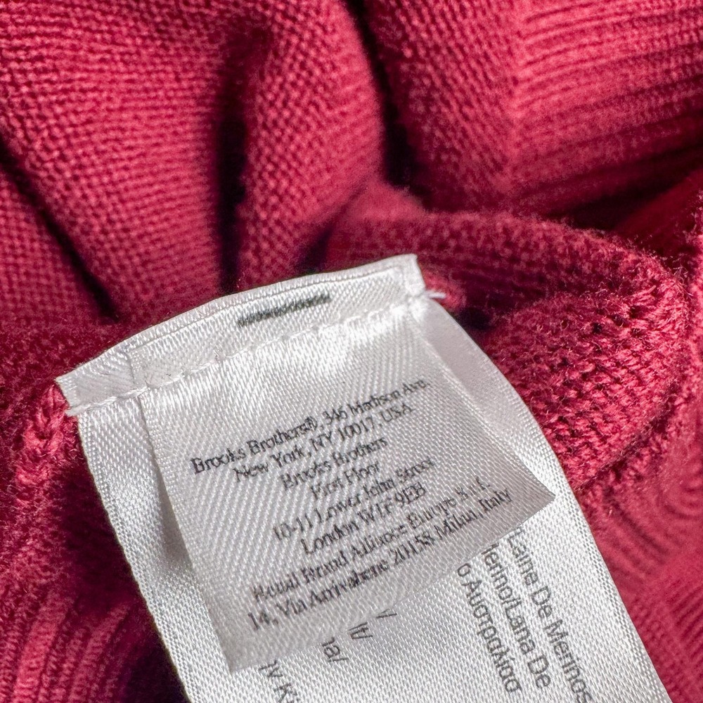 Brooks Brothers Sweater‎ Mens XL Red Merino Wool Henley Mock Neck Pullover Knit - Picture 5 of 8